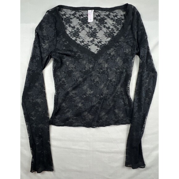 Urban Outfitters Tops - Urban Outfitters Out From Under Women's Lace Long Sleeve Black Top Medium
